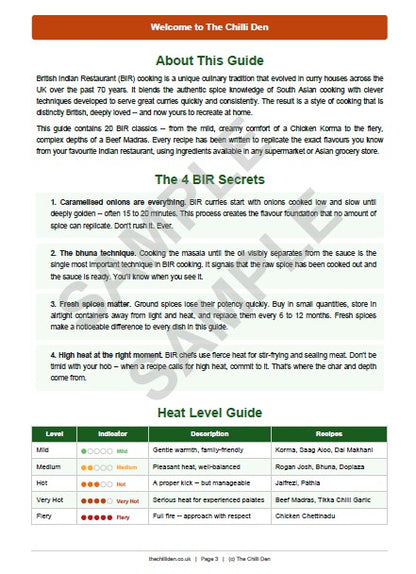 The Chilli Den BIR Curry Guide With No Base Gravy - 20 Recipes