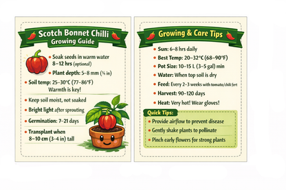 Scotch Bonnet Chilli Seeds - Premium Pack of 40 with Growing Guide