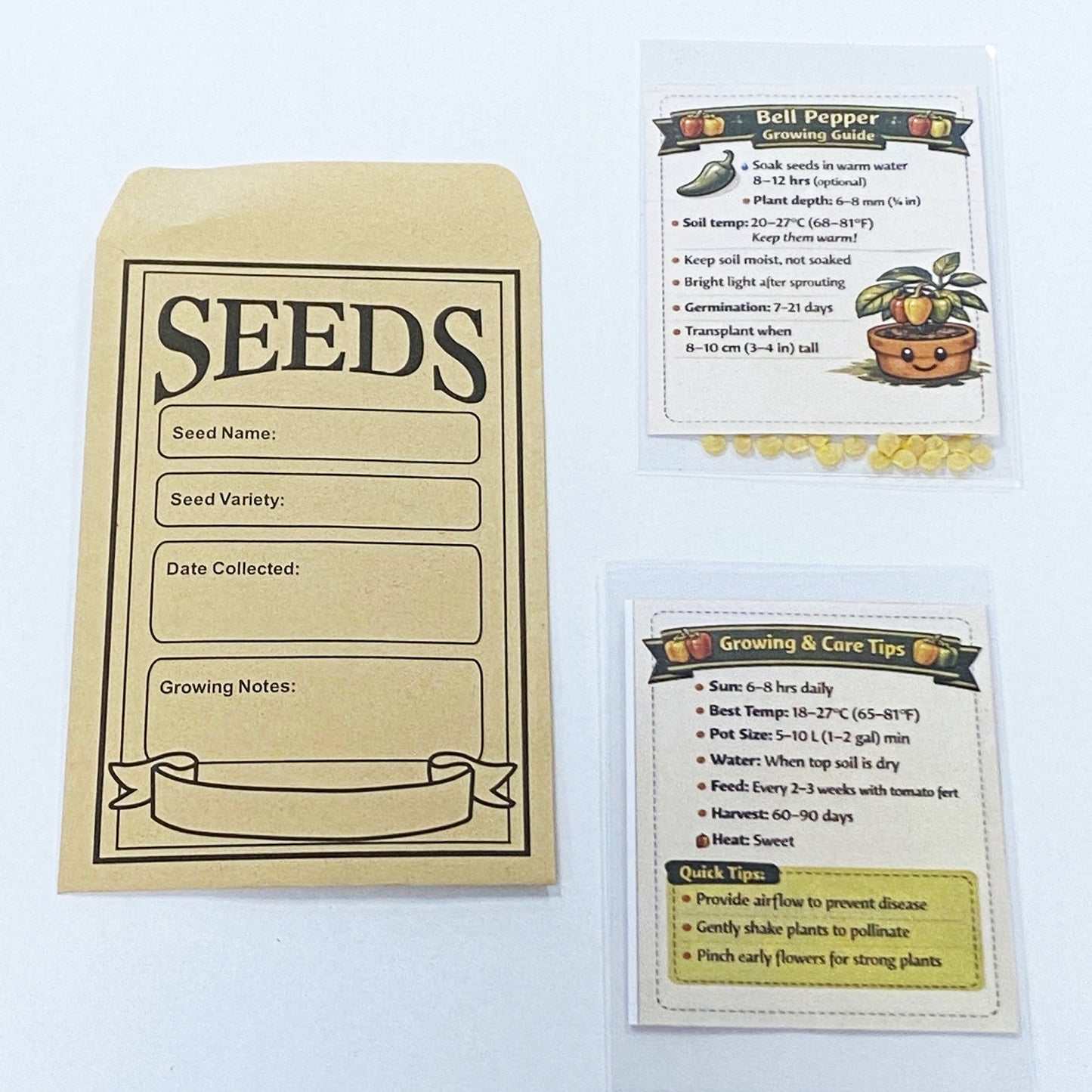 Bell Pepper Seeds - Premium Pack of 40 with Growing Guide