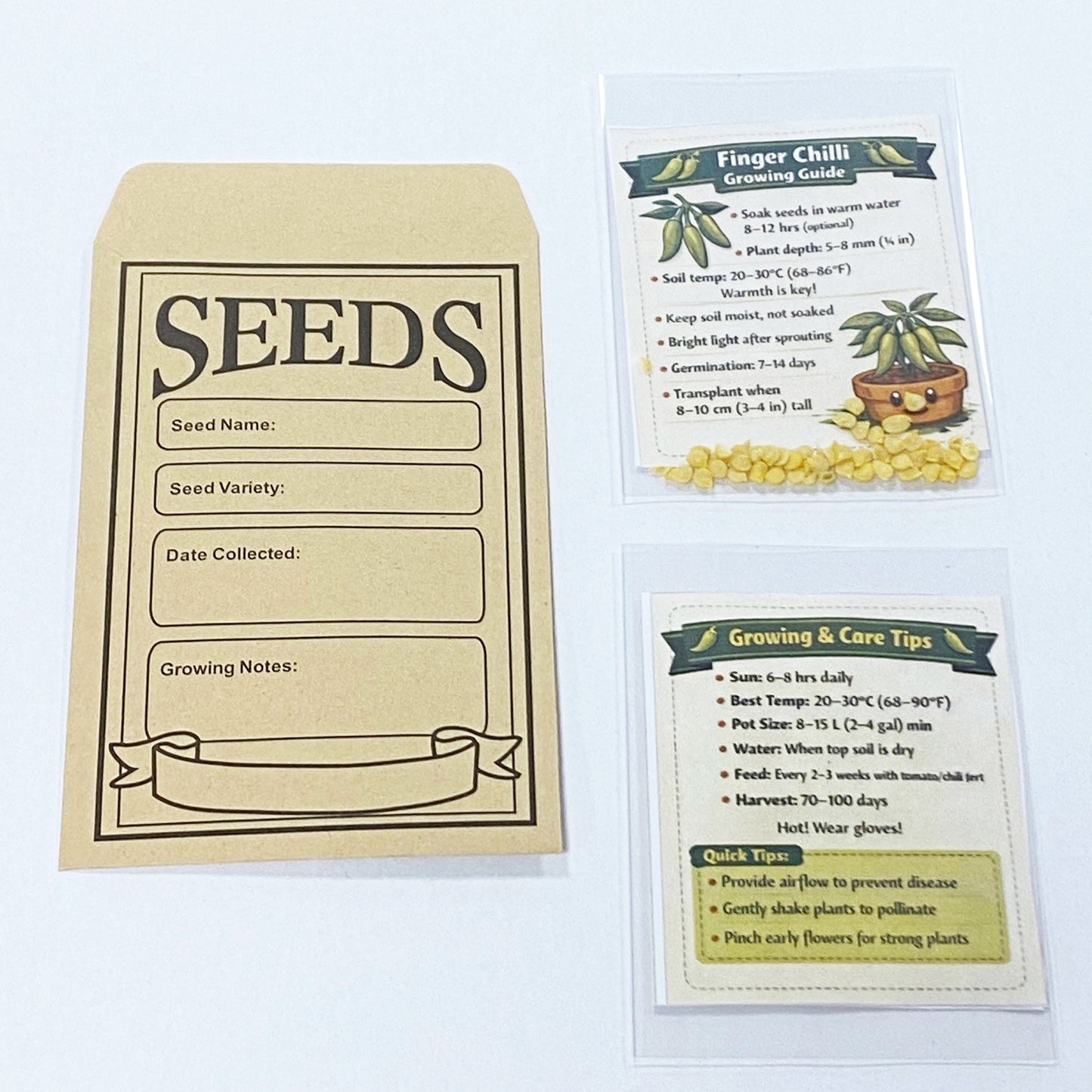 Finger Chilli Seeds - Premium Pack of 40 with Growing Guide