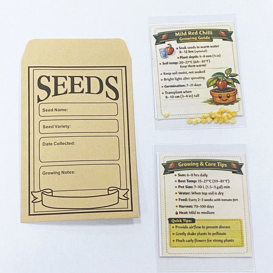 Mild Red Chilli Seeds - Premium Pack of 40 with Growing Guide
