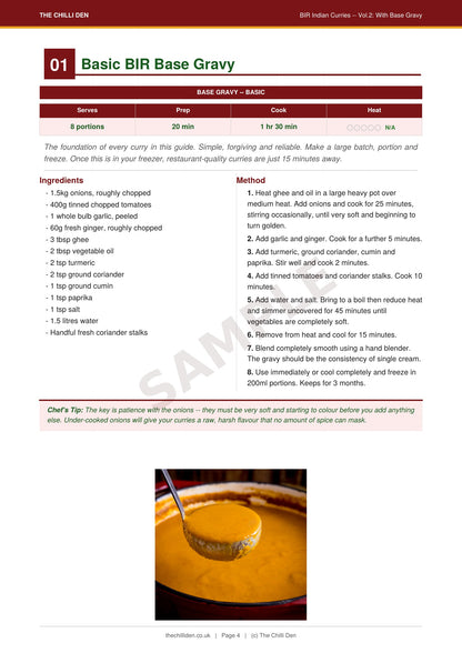 The Chilli Den BIR Curry Guide With Base Gravy - 20 Recipes